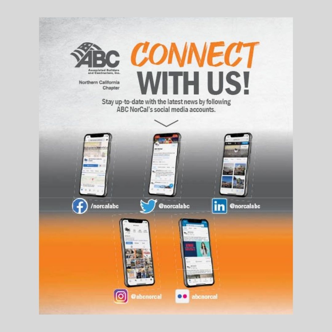 Infographic of mobile phones showcasing ABC NorCal's social media